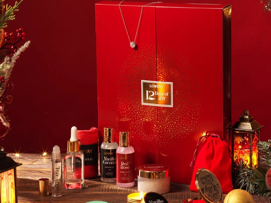 lovery 12 days of beauty advent calendar with box and products 