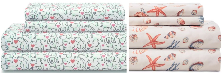 dog and coastal print sheet sets