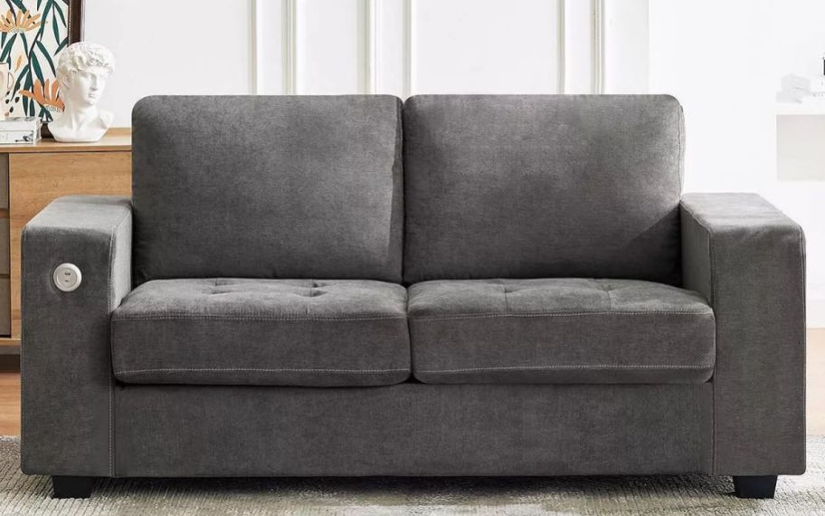 Macys couch gray in the living room