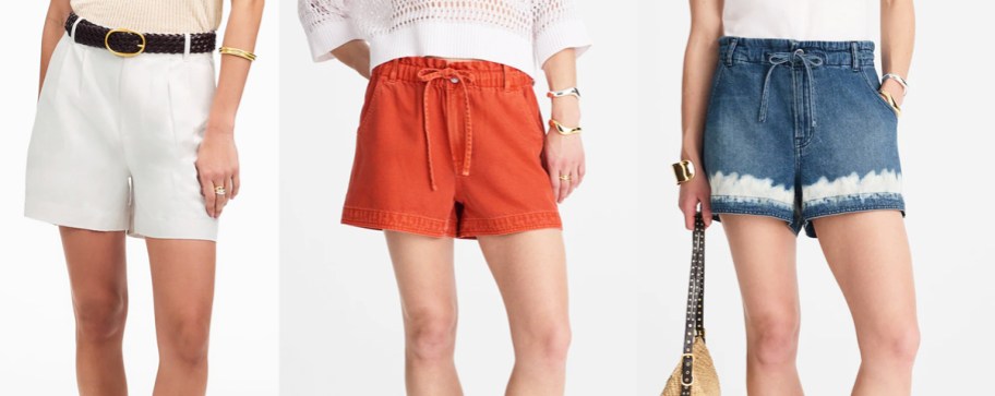 three women modeling shorts