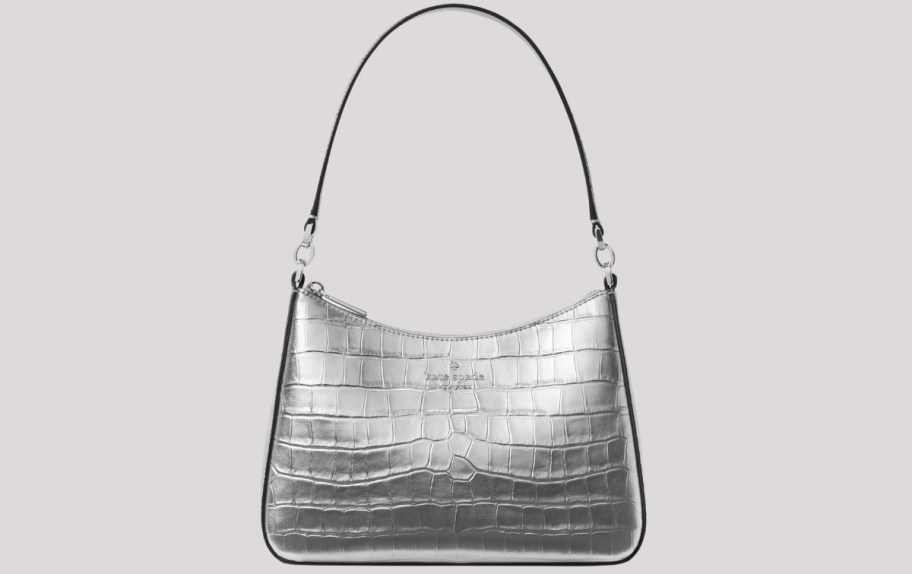 silver croc ebossed shoulder bag