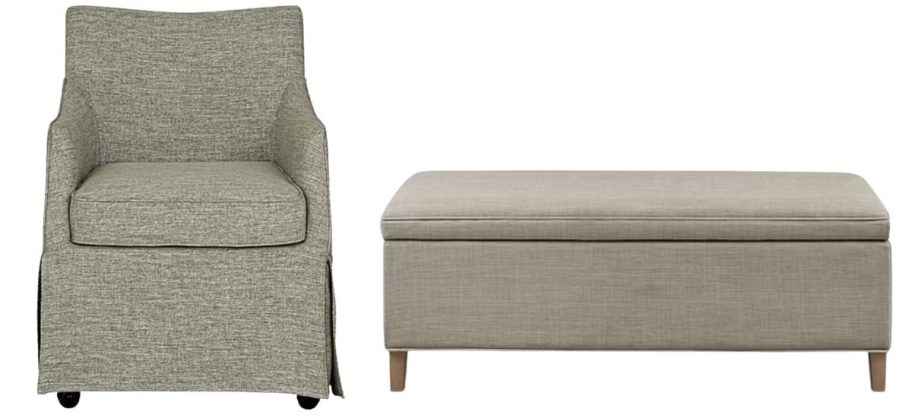 Martha Stewart London Upholstered Dining Chair and Caymus Storage Upholstered Bench