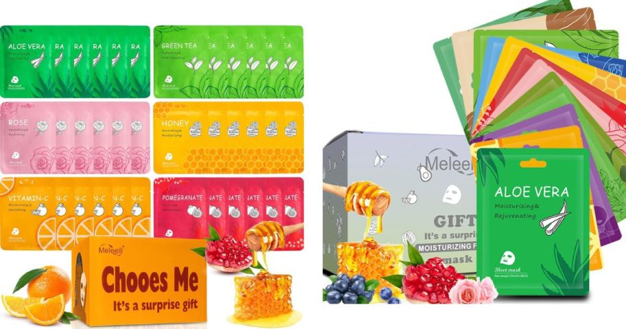 Stock images of two sets of Meleell Face Masks