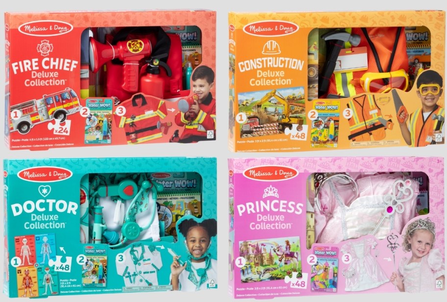 four different kids costume sets