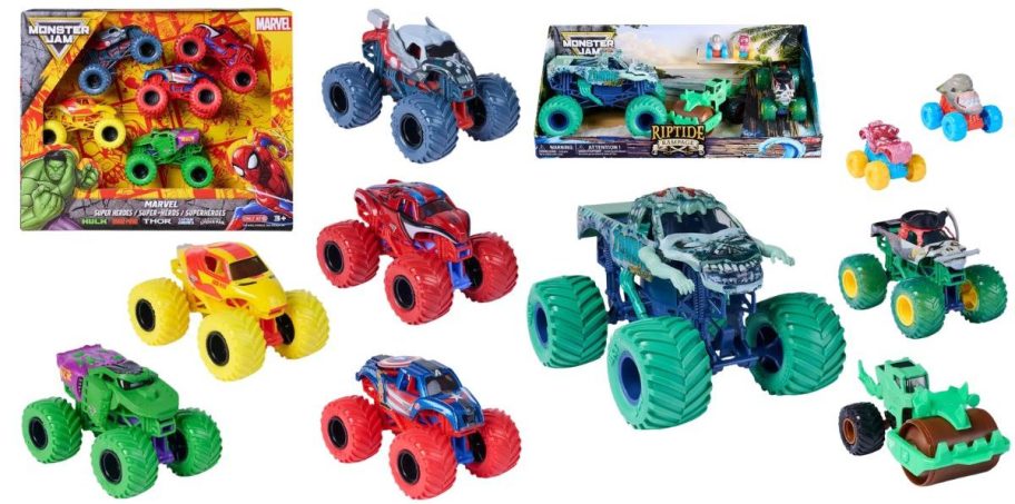 Monster Jam Marvel Heroes 5-Pack and Riptide Rampage 5-Pack Monster Trucks