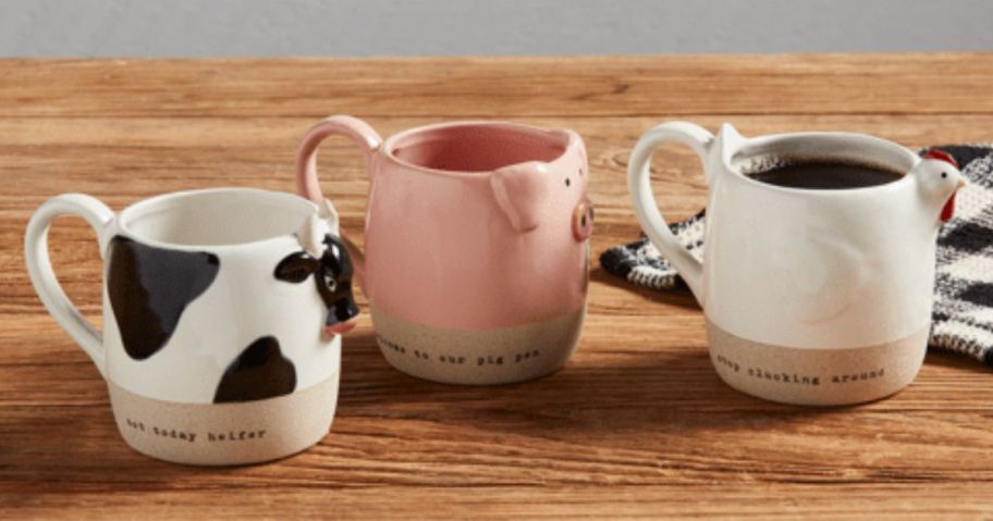 Three different kind sof mugs