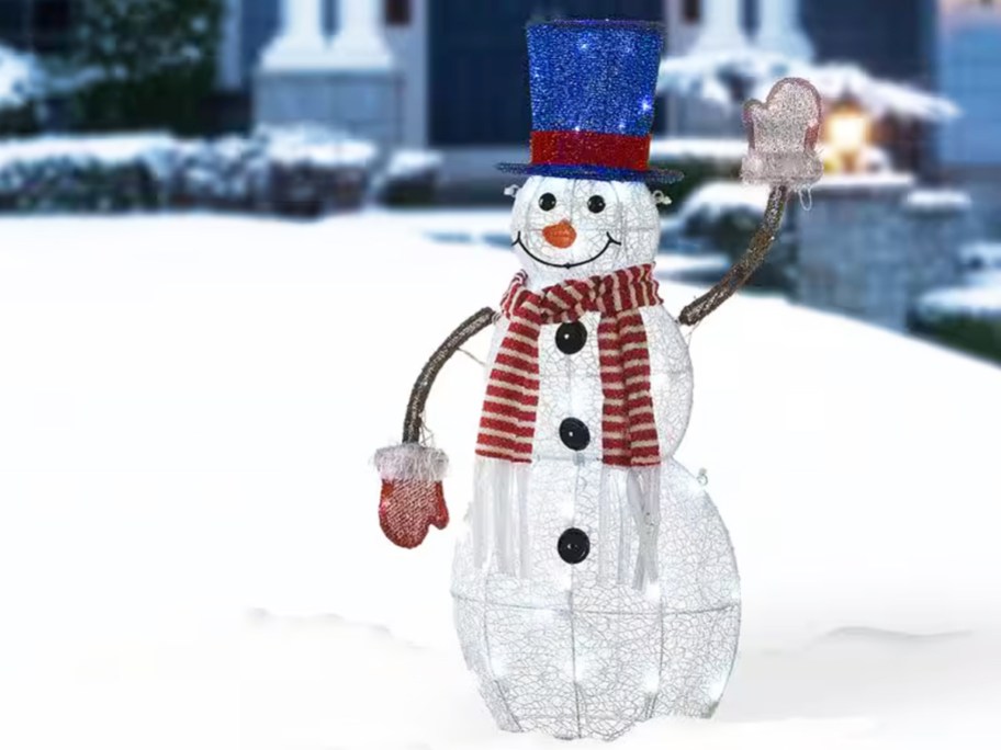 snowman christmas decoration in front yard