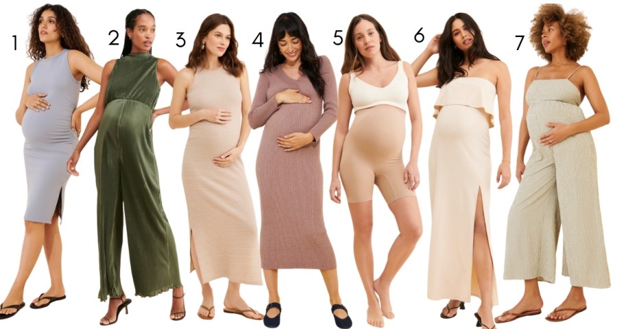 stock photo collage of nuuly maternity clothes
