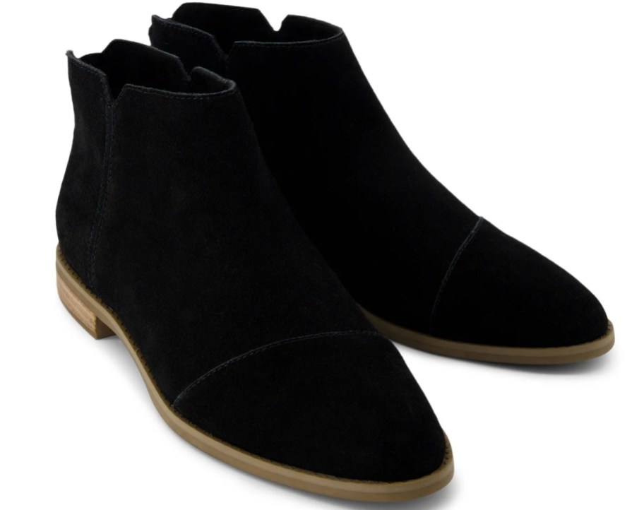 womens black low heeled ankle boot