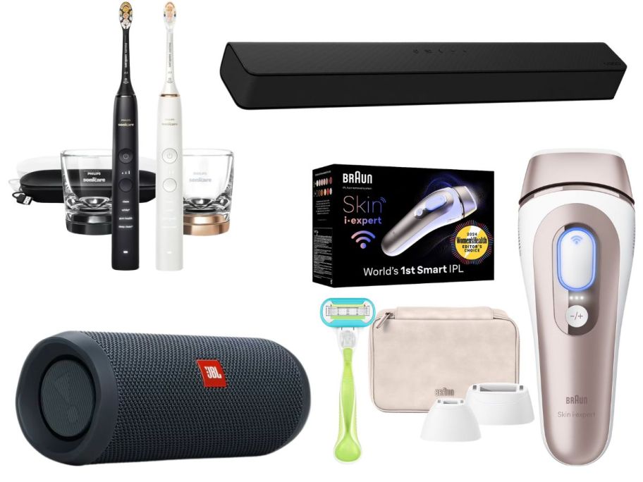Sonicare toothbrushes, sound bar, speaker, & shaving set
