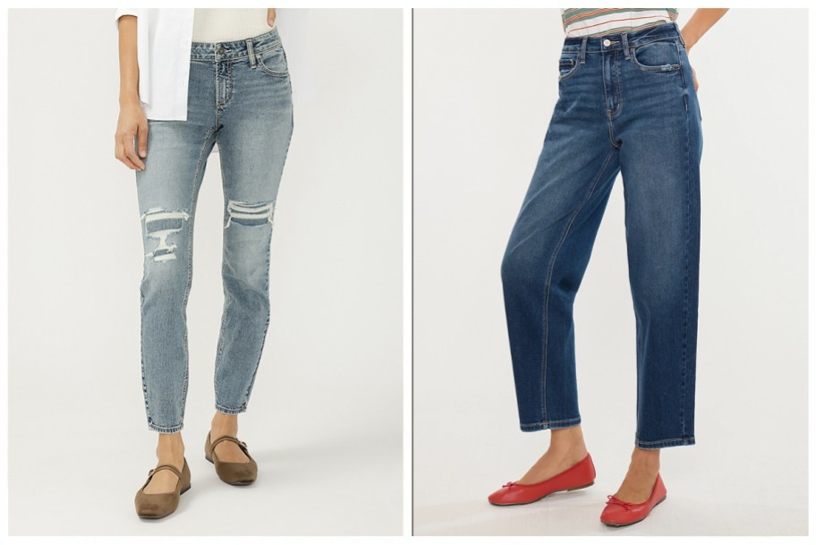 Silver Jeans Co. Elyse Backed Ripped Mid Rise Skinny Jeans, maurices KanCan Super High Rise Slim Barrel Jeans