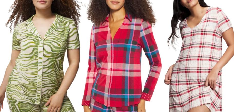 Stock images of 3 women wearing Soma pajamas