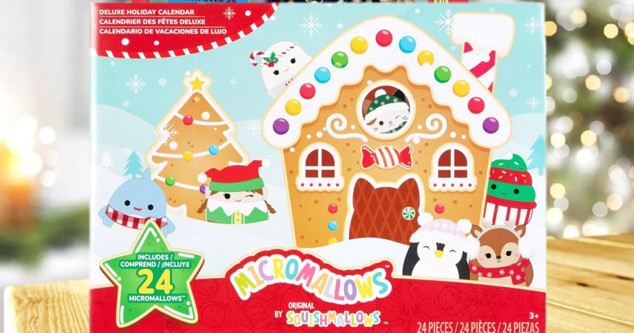 Squishmallows Micromallows Advent Calendar on a wood table