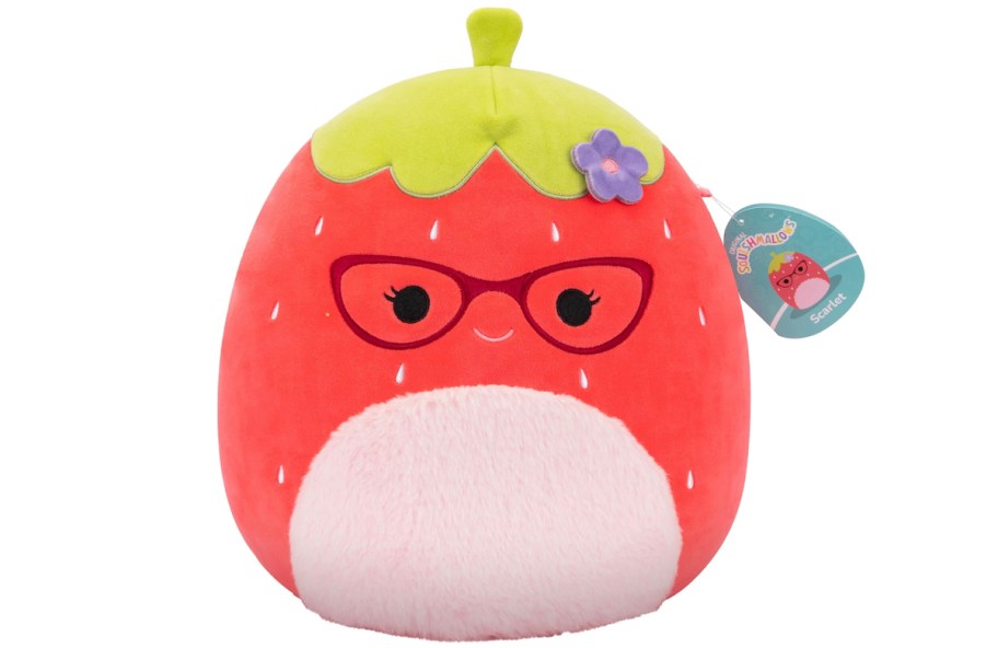 strawberry squishmallow on white background