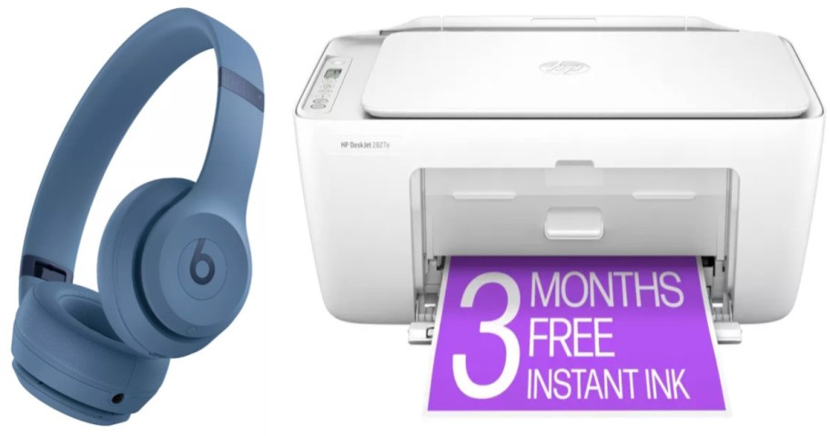 headphones and printer