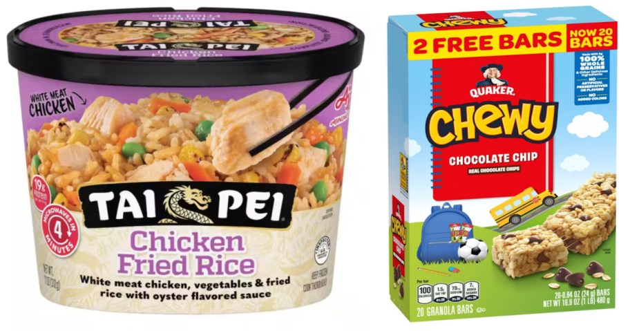 frozen chinese fried rice and granola bars in box