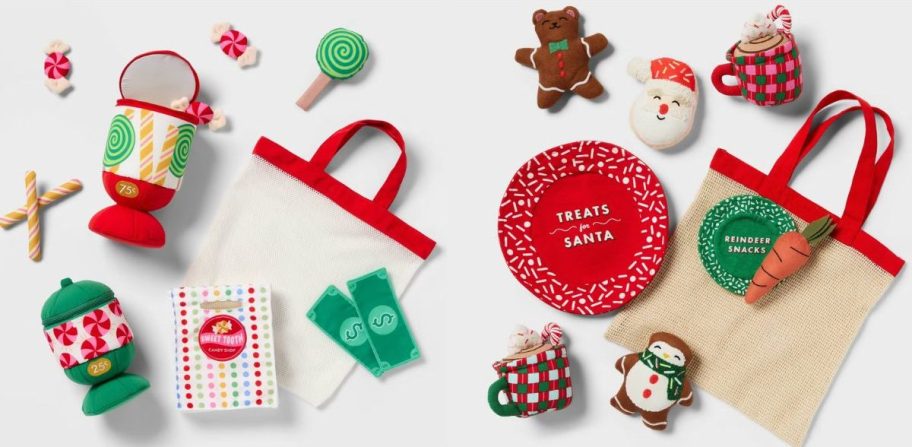 Stock images of two Pillowfort Holiday Play Sets