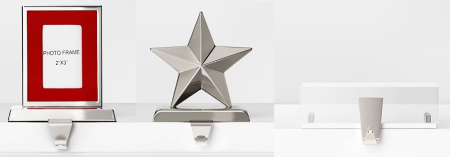 photo frame, silver stack and acrylic block stocking holders