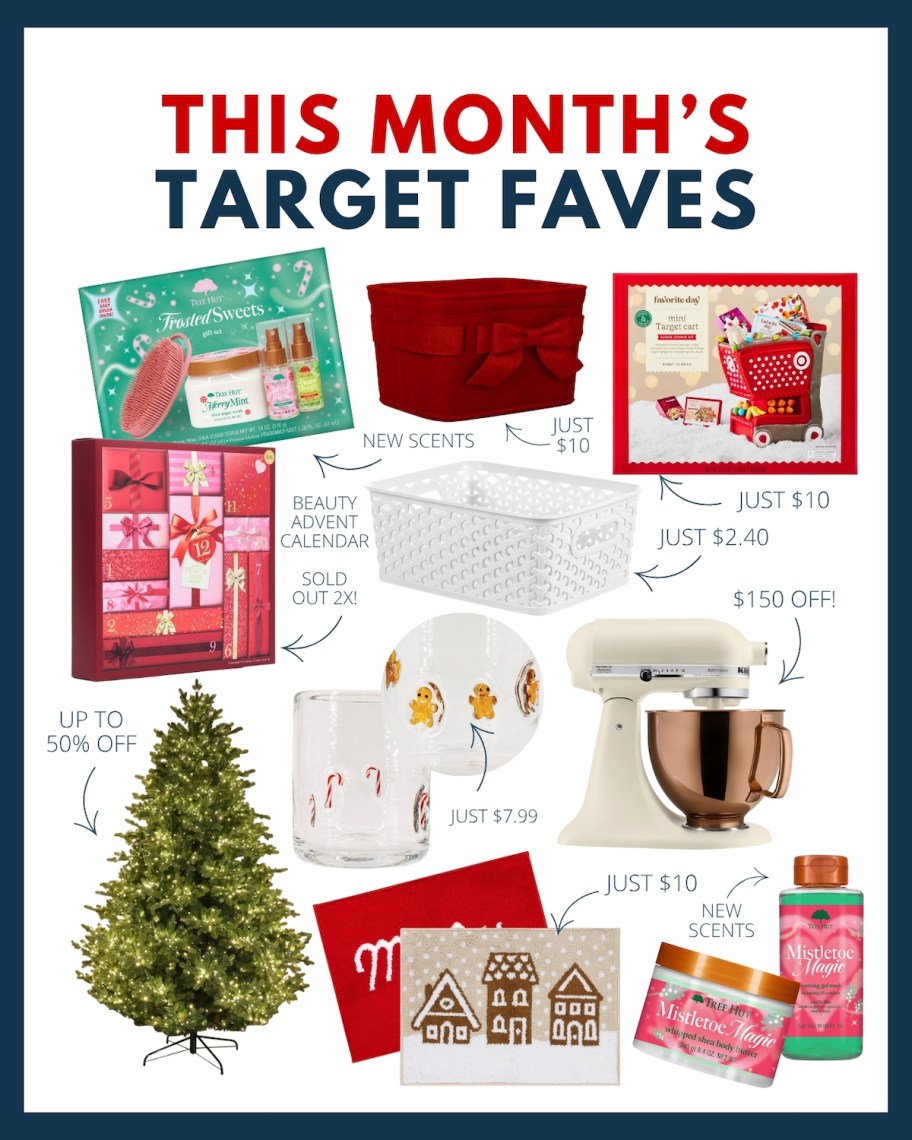 Favorite collage graphic of the month with random festive items