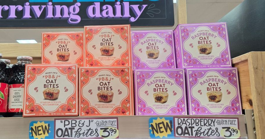 Boxes of oat bites in a store