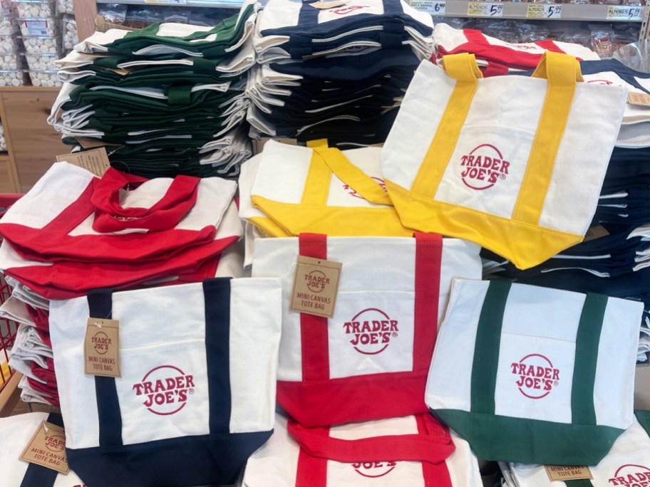Trader Joe's totes on display in store