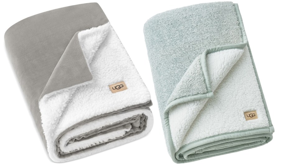 Two UGG throw blankets side by side.