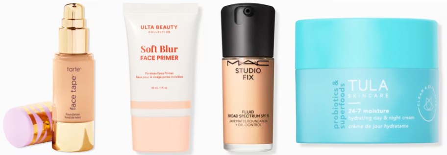 tarte, ulta beauty, mac, and tula beauty products