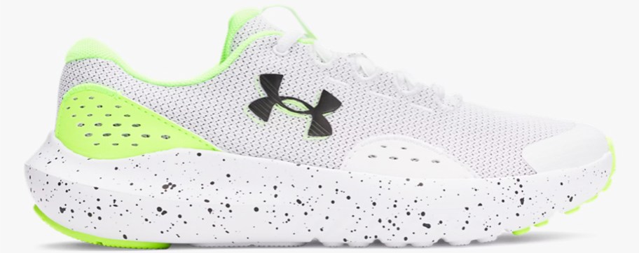 light grey and lime green running shoe