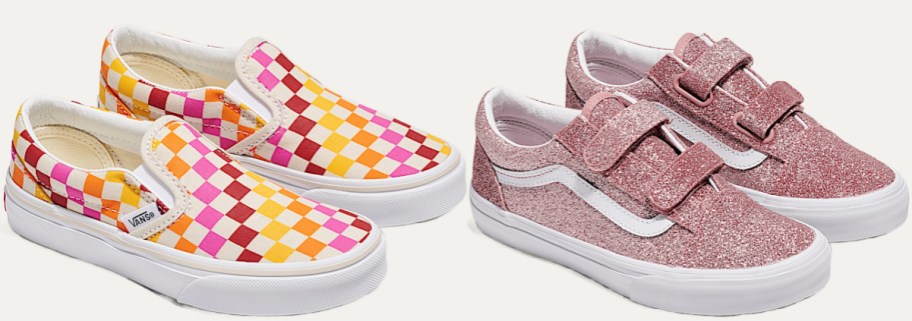 Two pairs of Vans shoes.