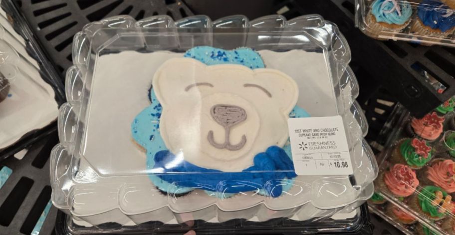 a blue and white polar bear Cupcake Cake