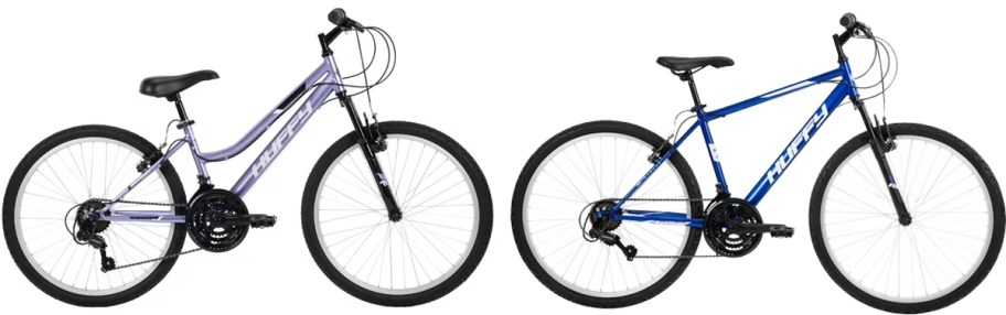 purple and blue huffy bikes