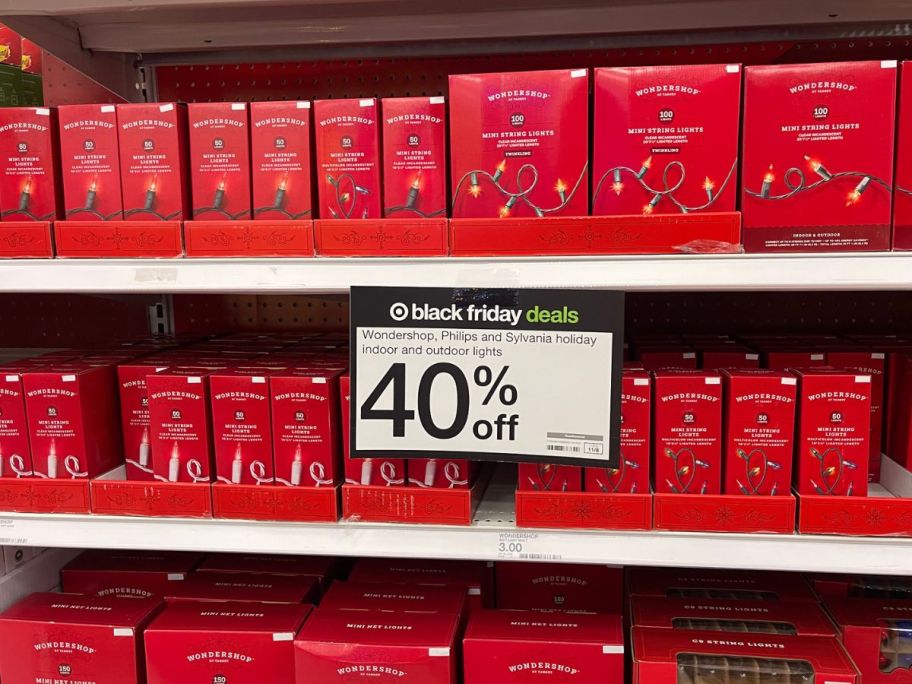 wall display of Wondershop Christmas String Lights