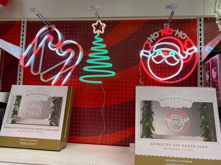 display of Wondershop LED Animated Christmas Hangable Sign