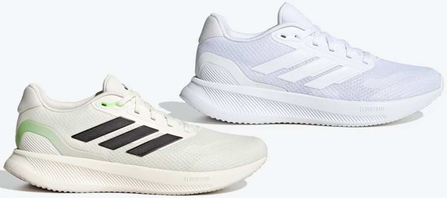 two white running shoes