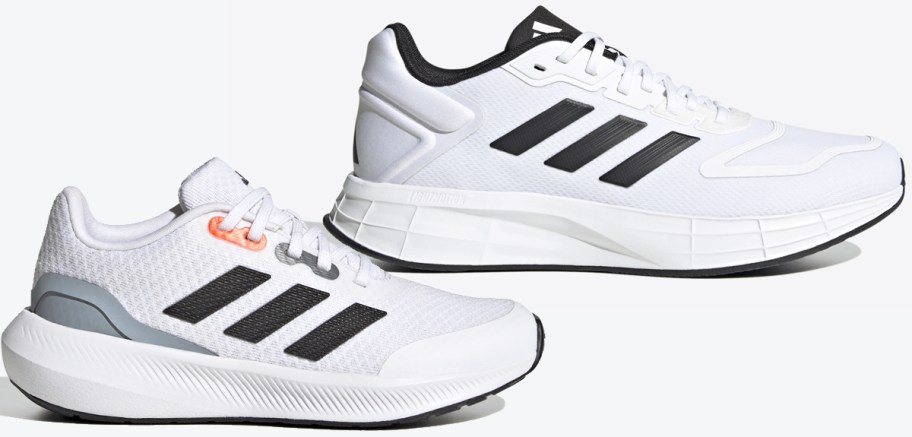 two white adidas sneakers