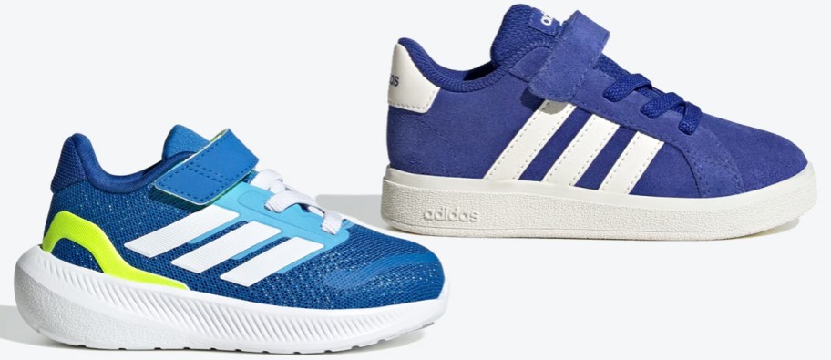 two blue adidas sneakers