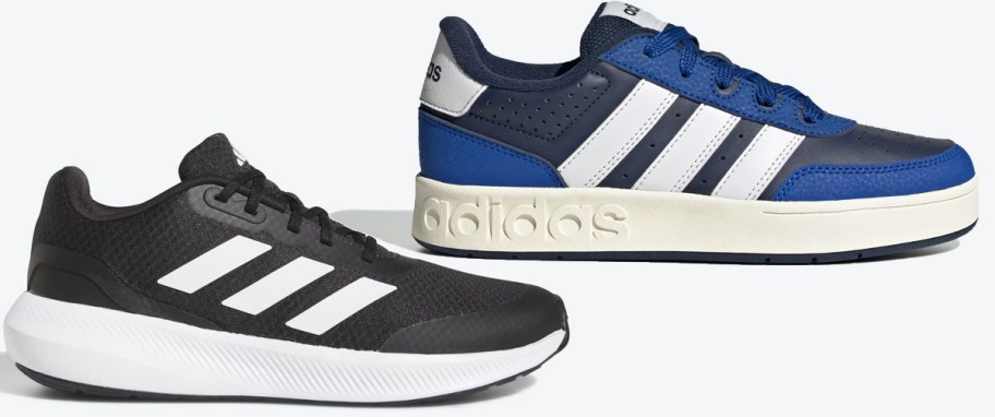 black and blue adidas sneakers