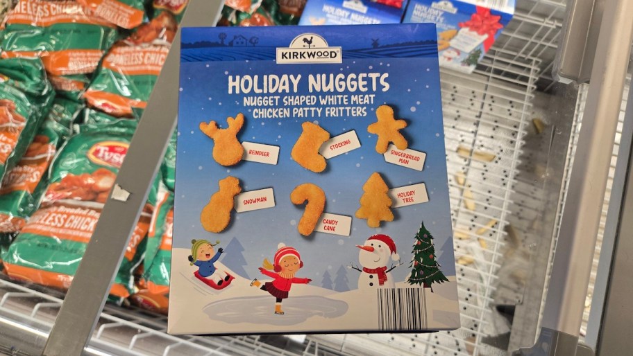 box of holiday nuggets on freezer