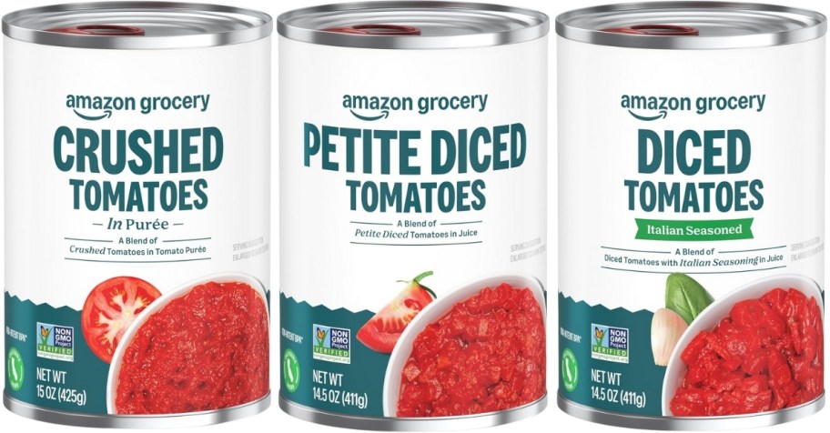 amazon grocery canned tomatoes crushed, petite diced, and italian seasoned