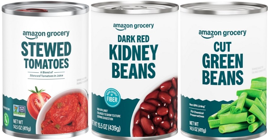 amazon canned veggies stewed tomatoes, kidney beans and green beans