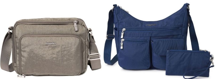 two different baggallini bags blue and shimmer 2