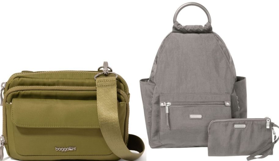 two bags baggallini in green and gray