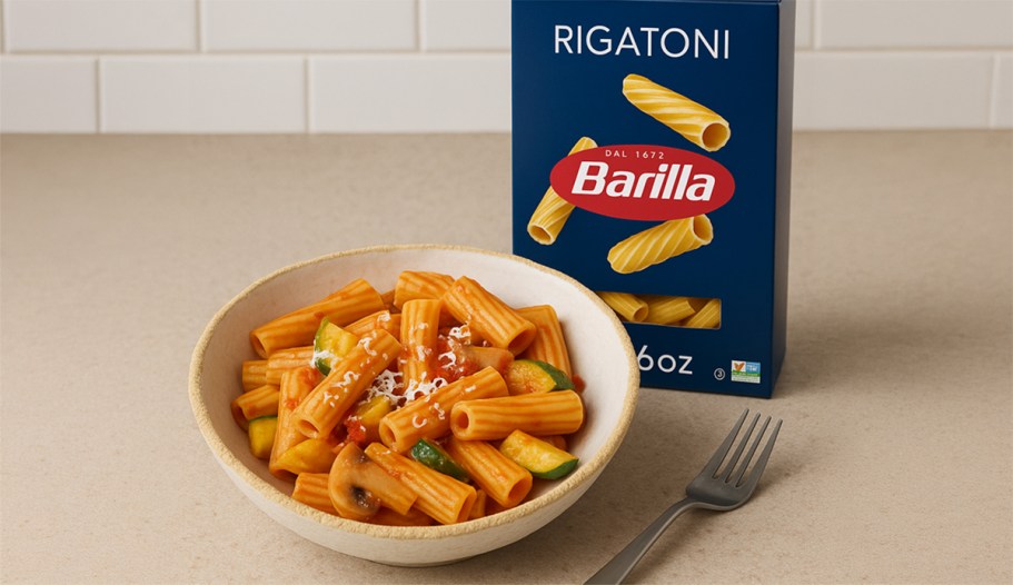 Barilla Rigatoni Pasta 12-Pack Only $9.35 Shipped on Amazon | Just 77¢ Per Box!