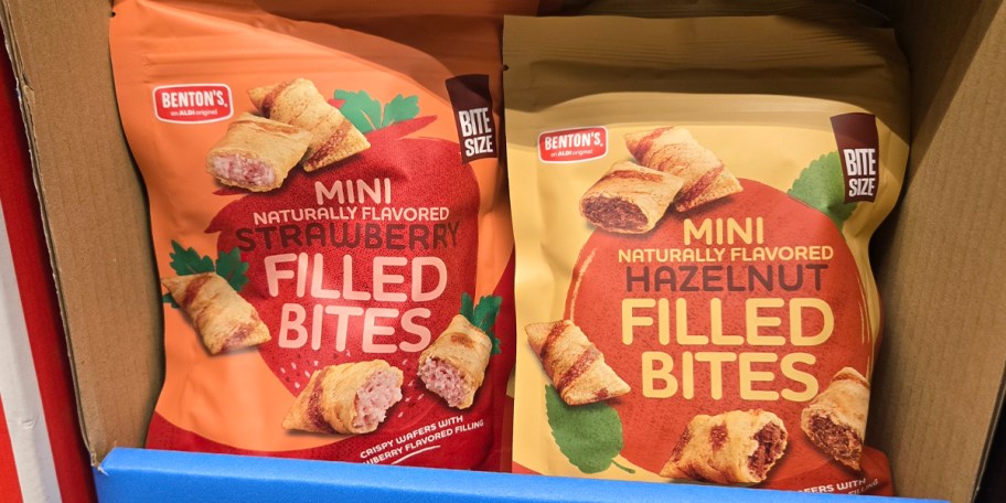 bags of mini filled bentons bites 