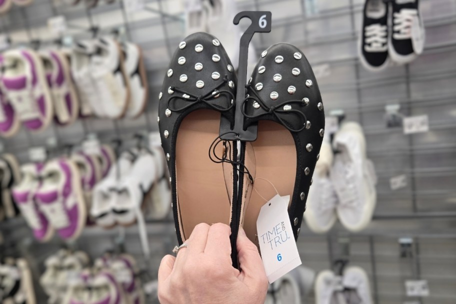 black studded ballet flats