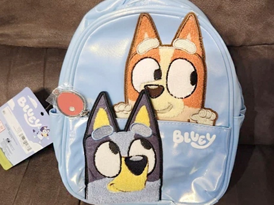 bluey mini backpack on chair