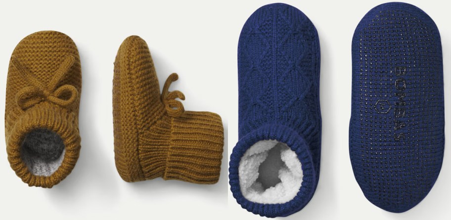 brown and blue slippers 