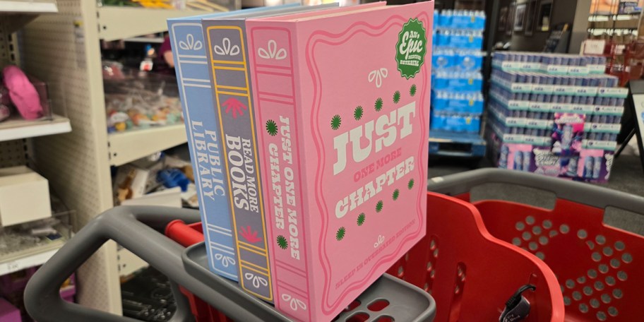 three book decor books in cart 
