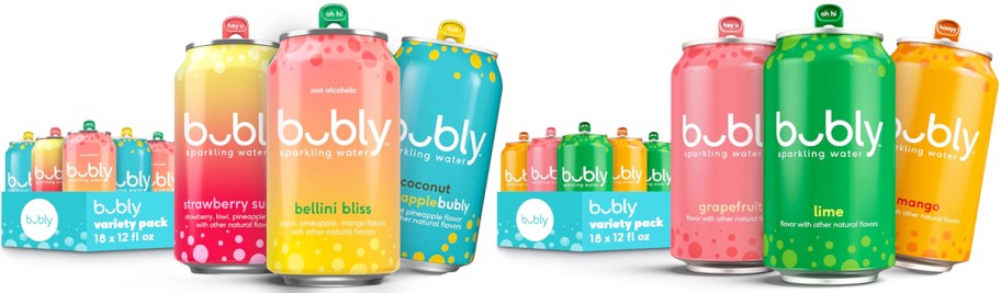 two variety packs of bubly Sparkling Water