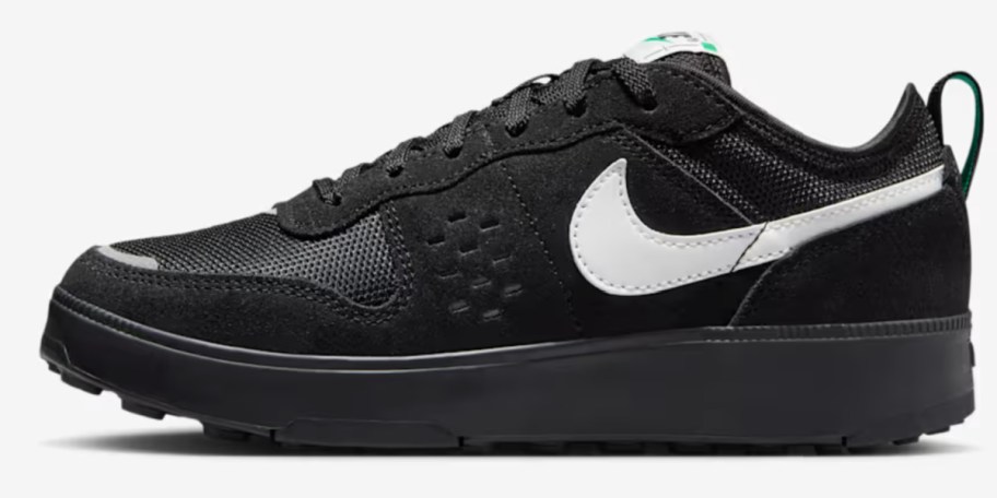 black flat skate shoe with white swoosh